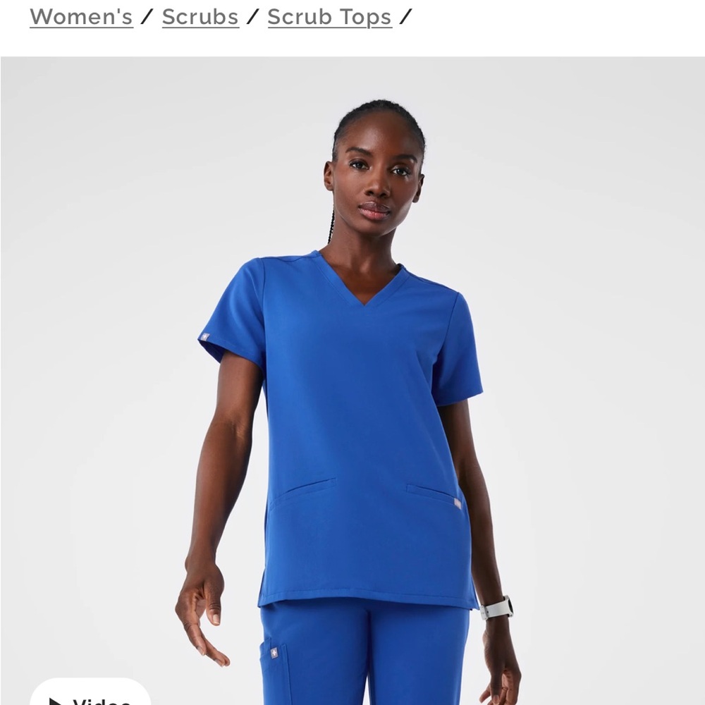 Figs Royal Blue Women's Short Sleeve Scrub Top